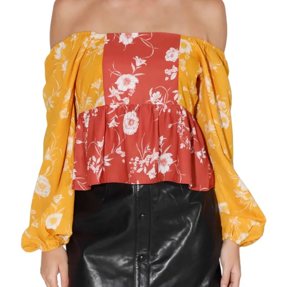 Walter Baker Cleo Floral Long Sleeve Peplum Top